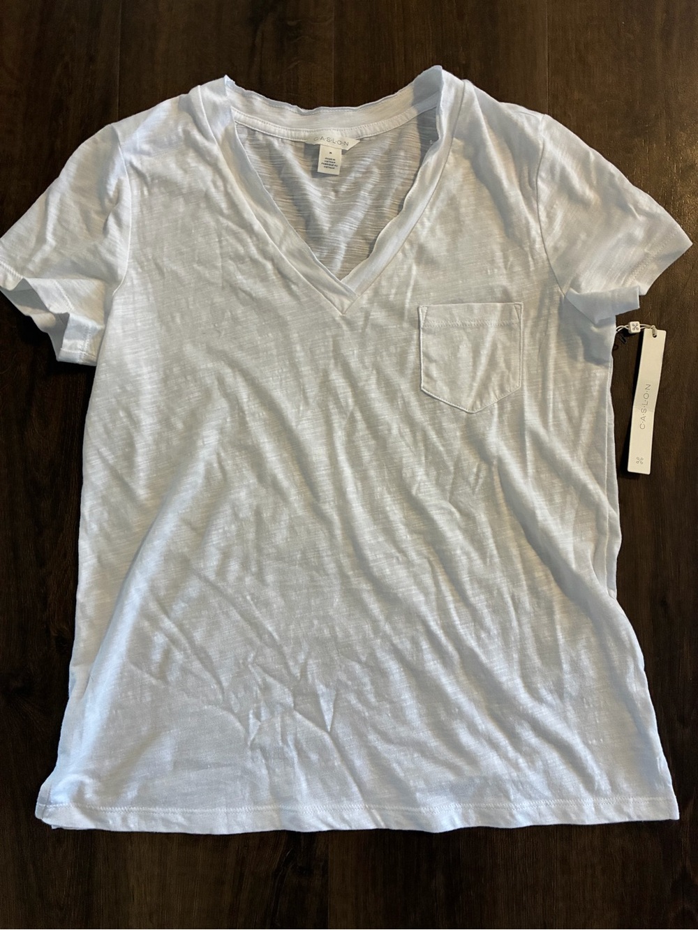 🤍 NWT Caslon White Slub V-Neck Pocket Tee 🤍